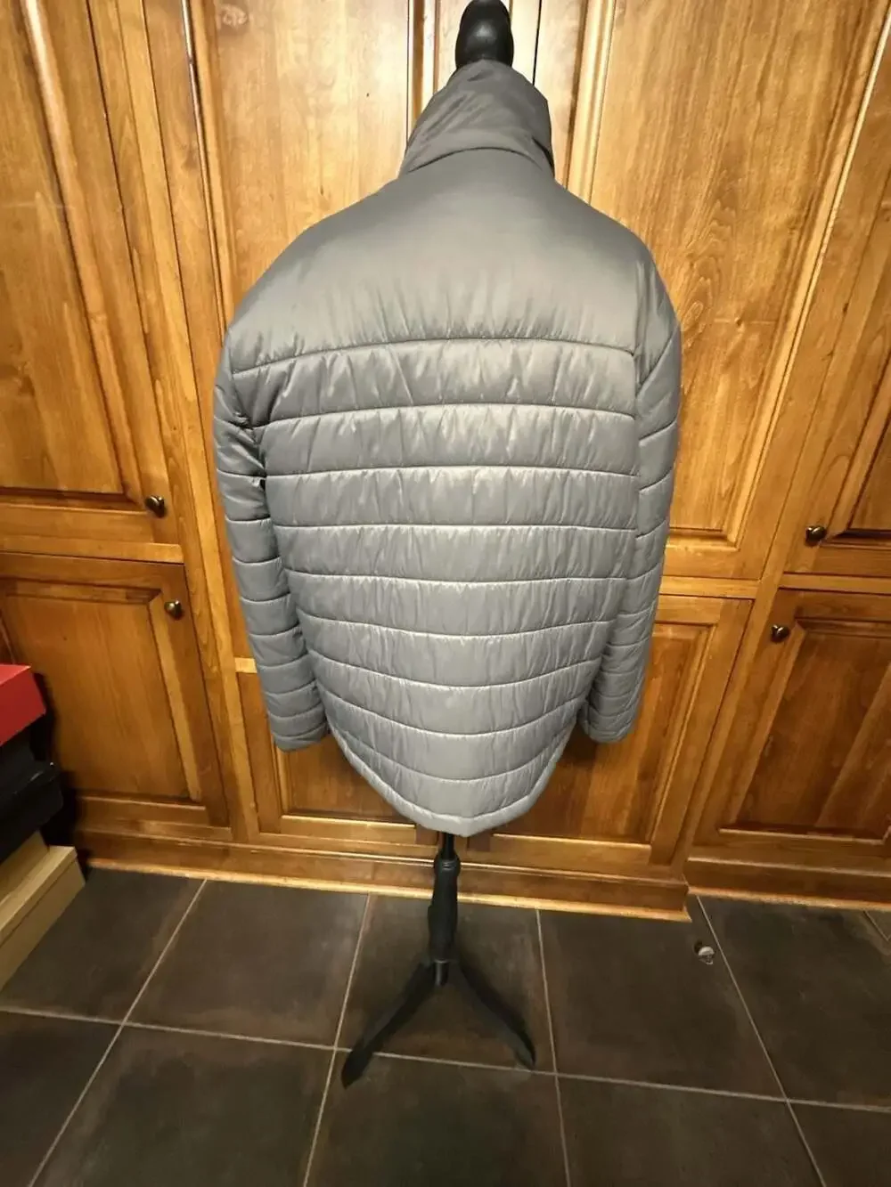 True Religion Mens Grey Full Zip Puffer Jacket Size L